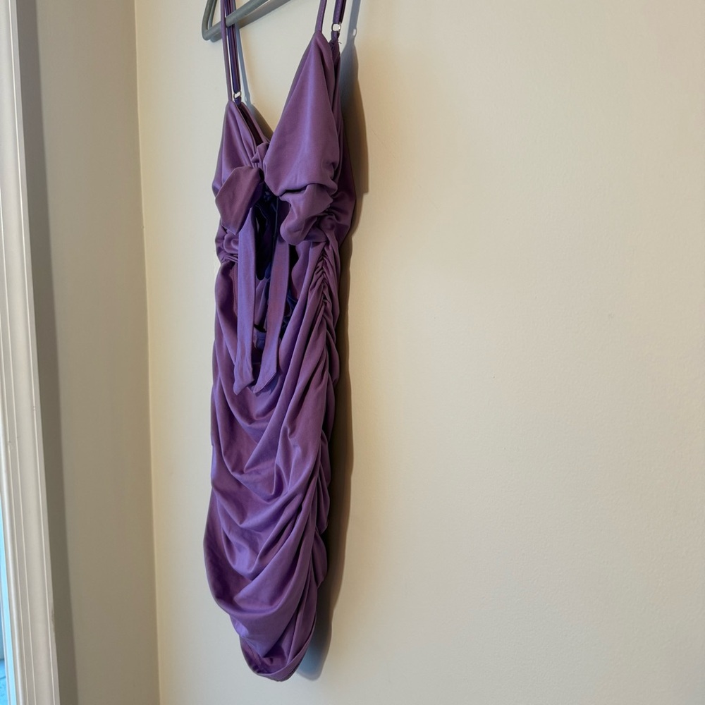 Amazon Purple Bodycon Cut Out Ruched Mini Dress - Picture 4 of 6